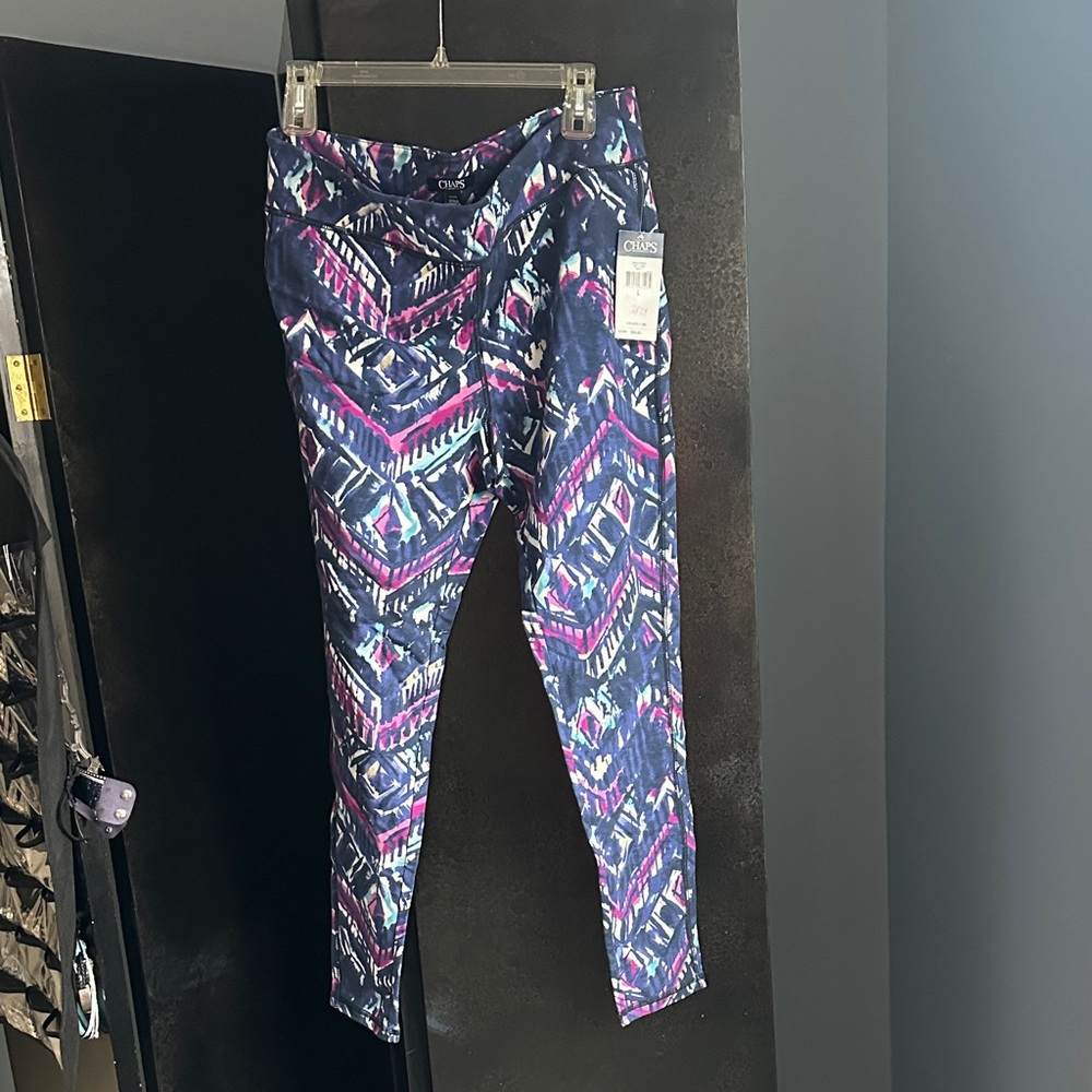 Chaps women’s Leggings with Blue and Purple Geometric Pattern